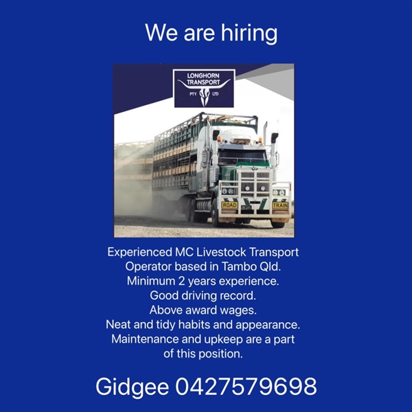 Truck Driver - Livestock MC - Tambo QLD